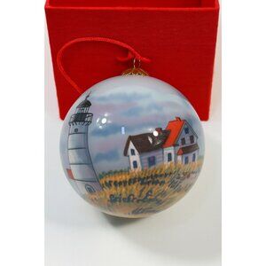 Glass Hand Painted ornament | Race Point MA Lighthouse Glass handpainted w Box